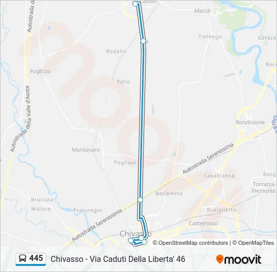 445 Bus Line Map