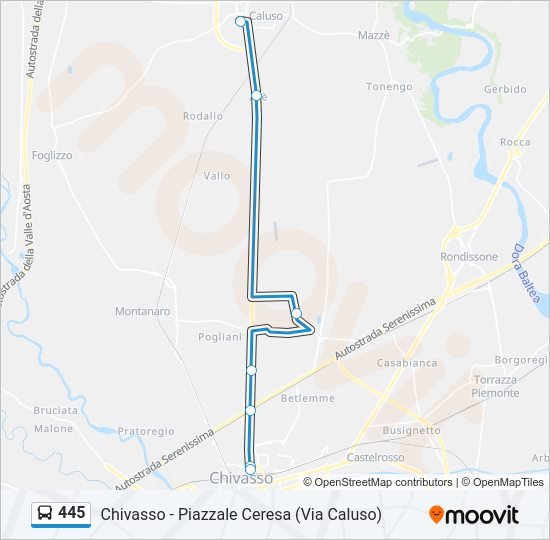 Percorso linea bus 445