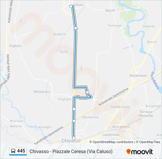 445 Bus Line Map