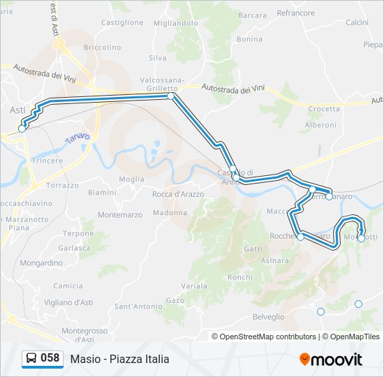 Percorso linea bus 058