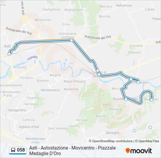 Percorso linea bus 058