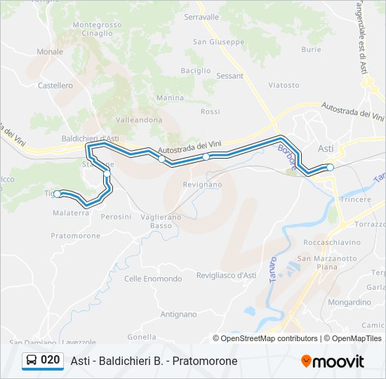 Percorso linea bus 020