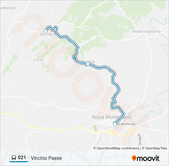 Percorso linea bus 021