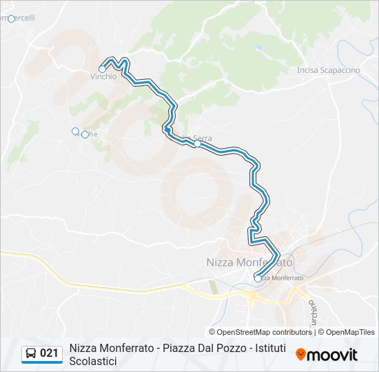 Percorso linea bus 021