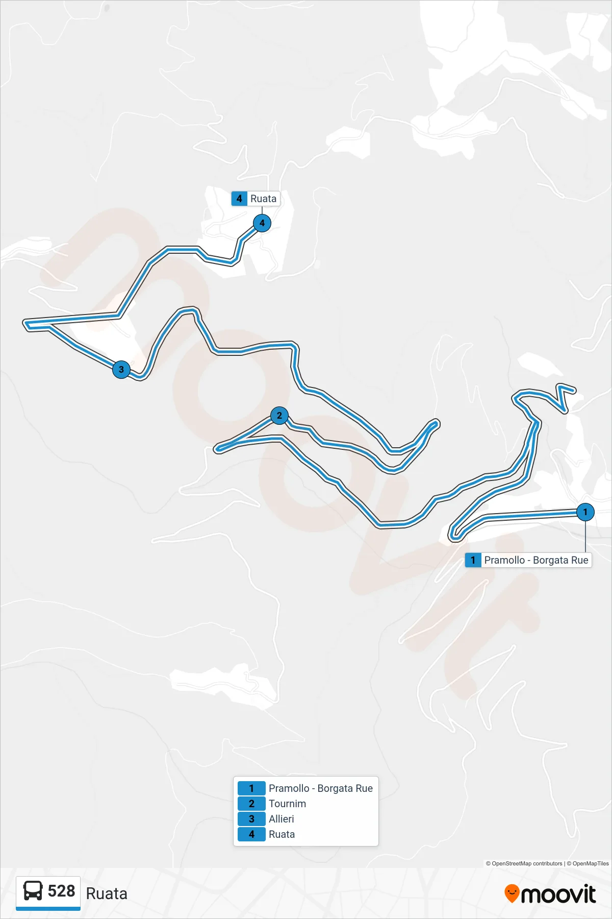 Linea 528  bus (Ruata) - Percorsi e fermate sulla mappa