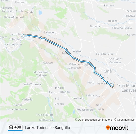 Percorso linea bus 400