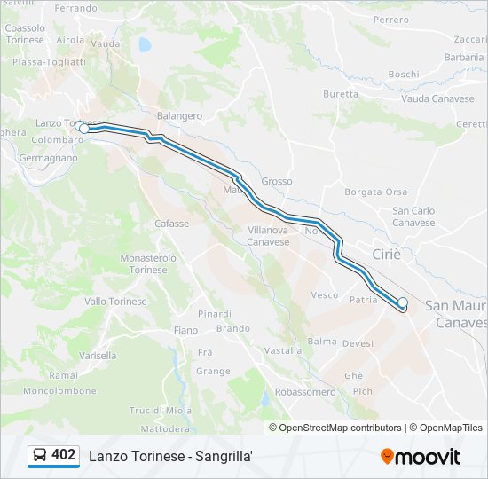 Percorso linea bus 402