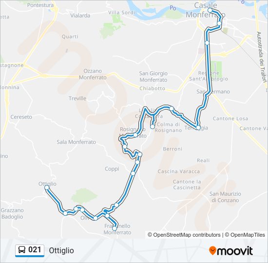 Percorso linea bus 021