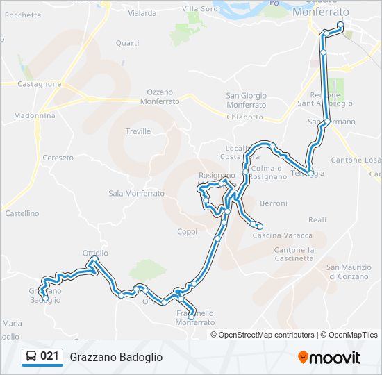 Percorso linea bus 021