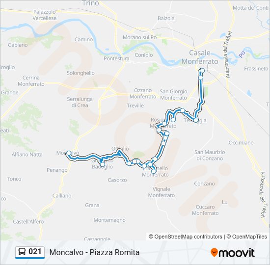 Percorso linea bus 021