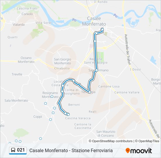 Percorso linea bus 021