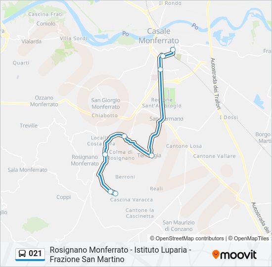 Percorso linea bus 021