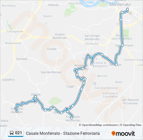 Percorso linea bus 021