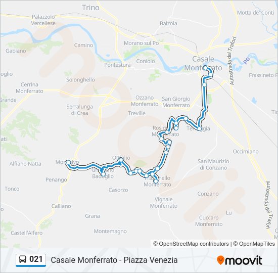 Percorso linea bus 021