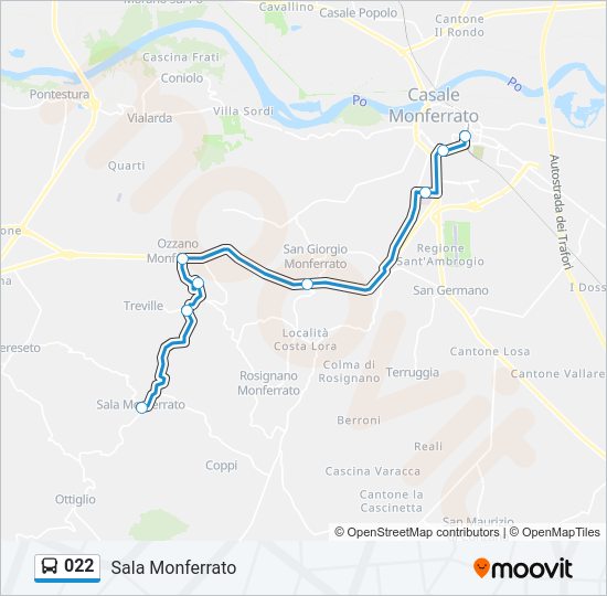 Percorso linea bus 022