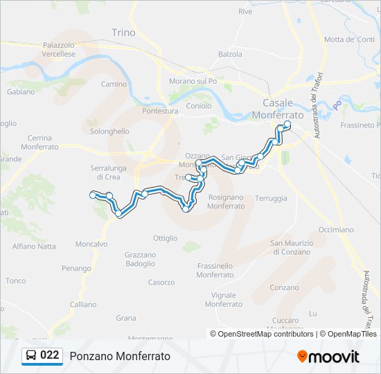 Percorso linea bus 022