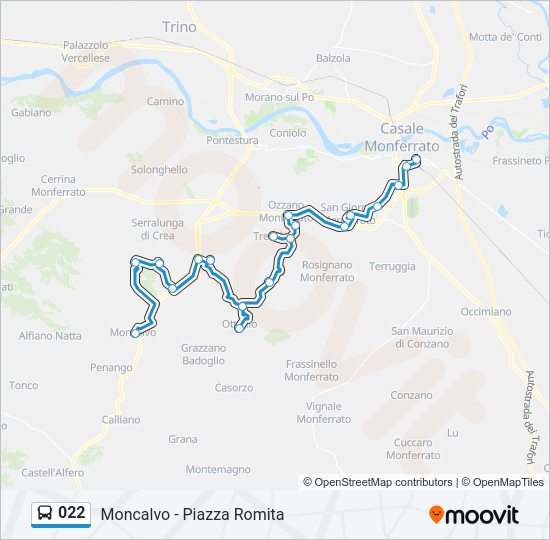 Percorso linea bus 022