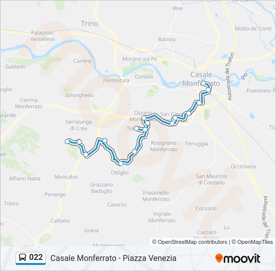 Percorso linea bus 022