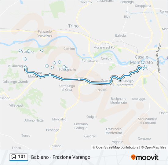 Percorso linea bus 101