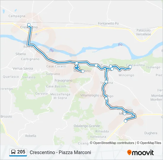 205 Bus Line Map