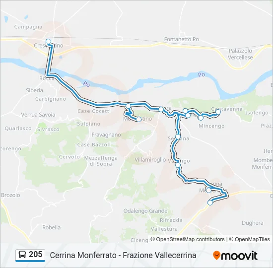 205 Bus Line Map