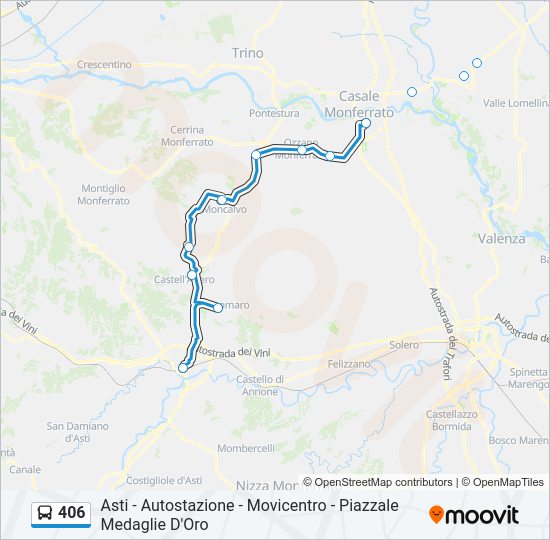 Percorso linea bus 406