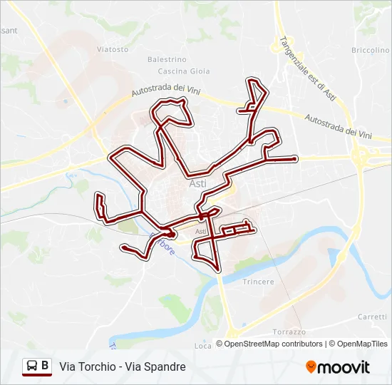 B Bus Line Map
