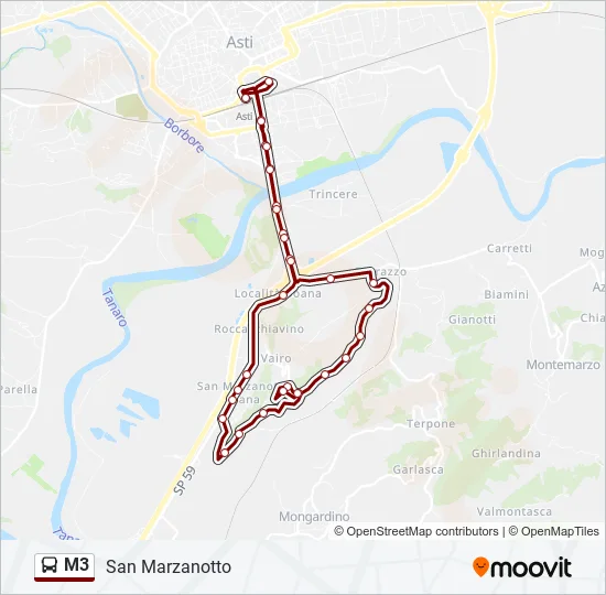 M3 Bus Line Map