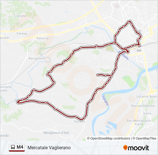 Percorso linea bus M4