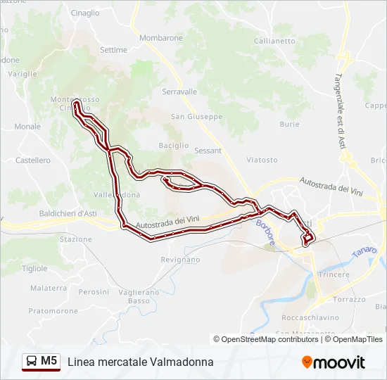 M5 Bus Line Map