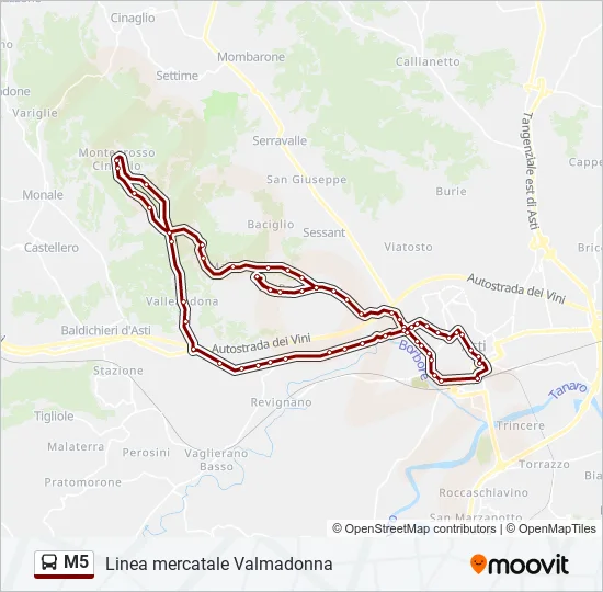 M5 Bus Line Map