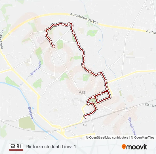 R1 Bus Line Map