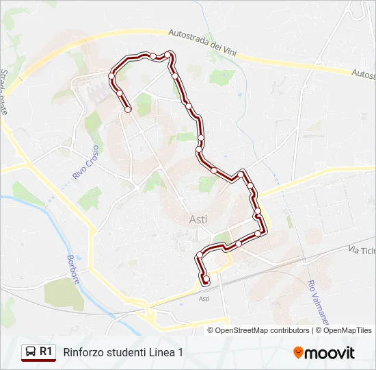 R1 Bus Line Map