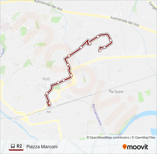 R2 Bus Line Map