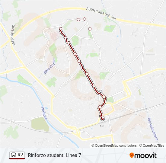 Percorso linea bus R7