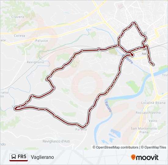 Percorso linea bus FR5