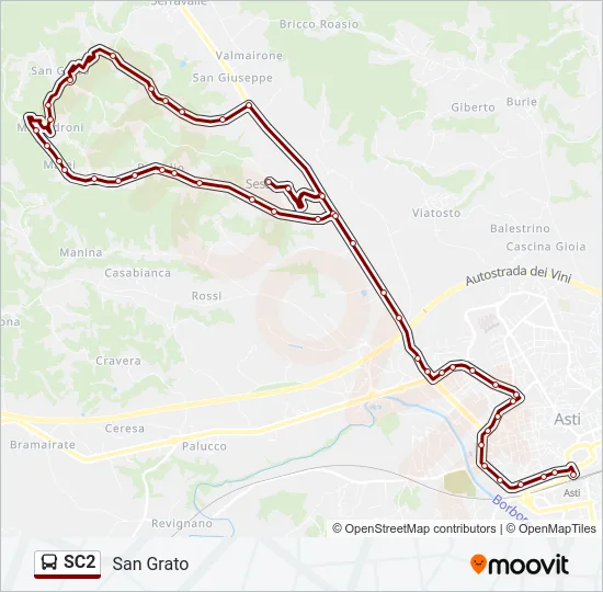Percorso linea bus SC2