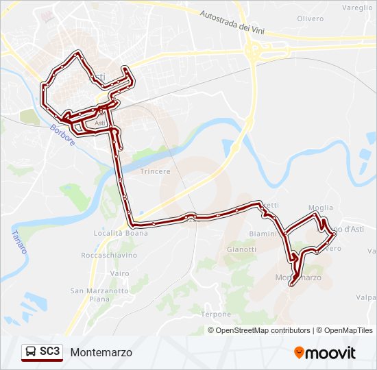 Percorso linea bus SC3