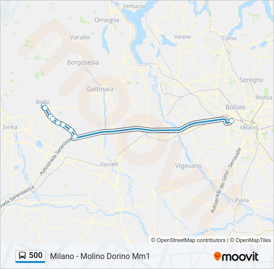 Percorso linea bus 500