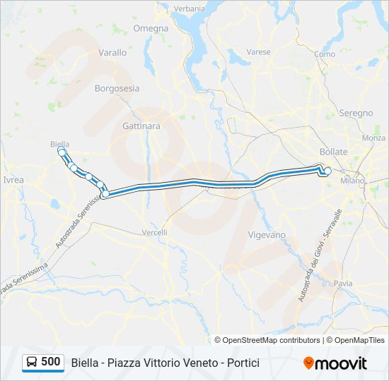 Percorso linea bus 500