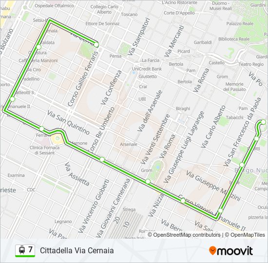 Percorso linea tram 7