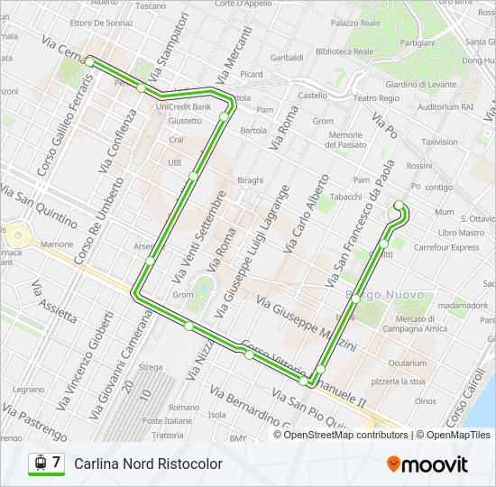 Percorso linea tram 7