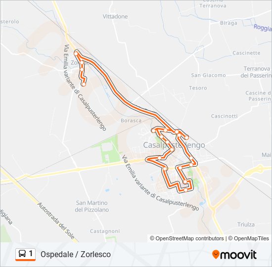Percorso linea  1