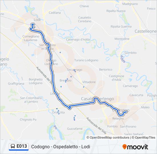 E013 bus Line Map