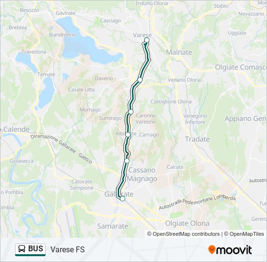 Mappa della linea BUS