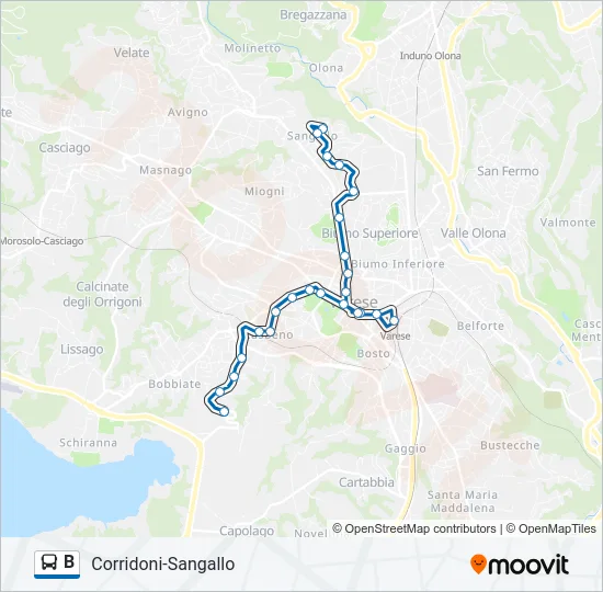 B Bus Line Map