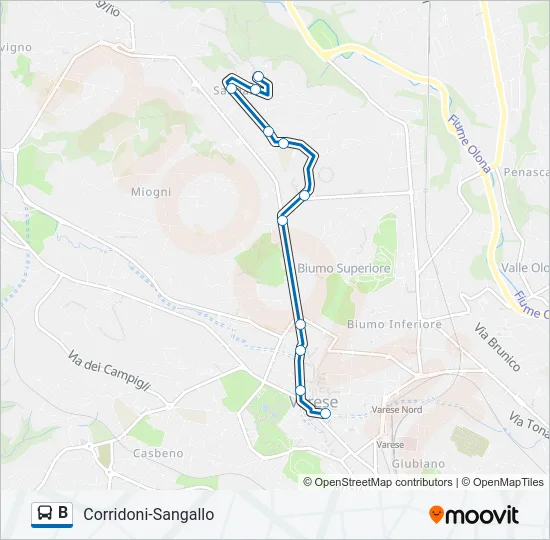 B Bus Line Map