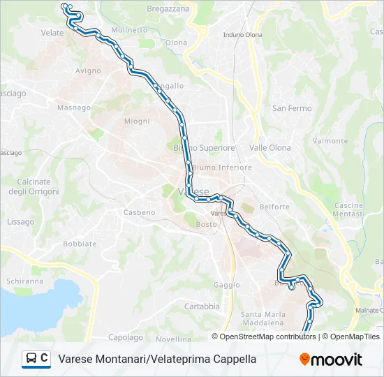 Percorso linea bus C