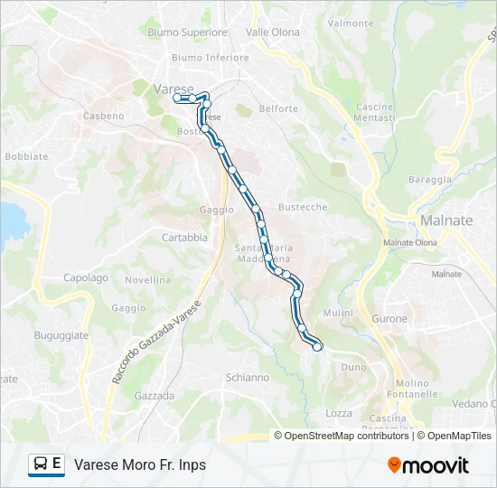 Percorso linea bus E