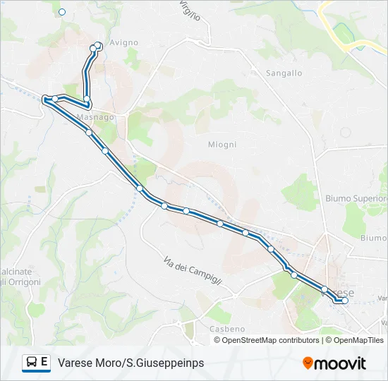 E Bus Line Map